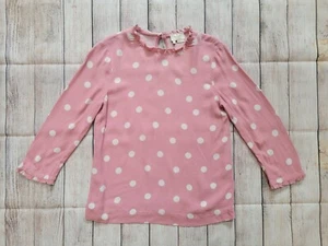 Kate Spade Size 0 Pink And White Polka Dot Ruffle 3/4 Sleeve Blouse Keyhole Neck - Picture 1 of 7