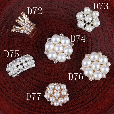 30p Crystal Pearl Buttons Alloy Flatback Rhinestone Buttons for Hair Accessories - Image 1 of 4