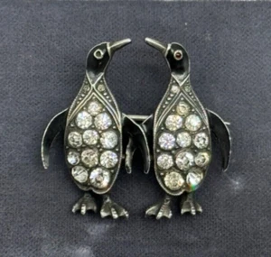 Vintage Knoll & Pregizer 935 Sterlingsilber Emaille und Paste Pinguin Brosche - Bild 1 von 12