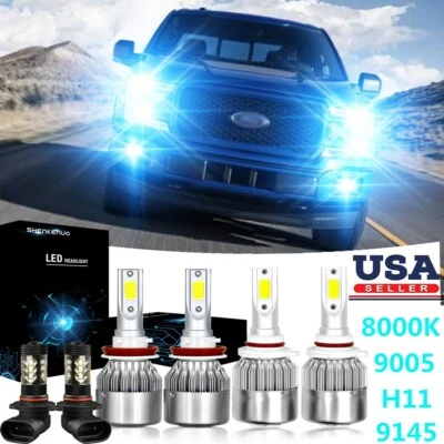 8000K For Ford F-150 2015-19 LED Headlight High Low Beam Fog Light Bulb Combo 6x - Image 1 of 4