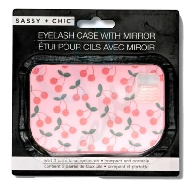Eyelash Case w/Mirror Holds 3 Pairs Eyelashes Compact Sassy + Chic Pink Cherry - Image 1 of 4