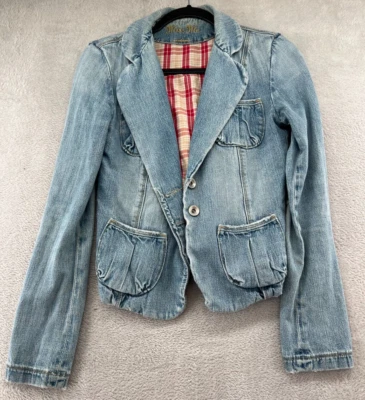 Miss Me Jean Jacket Womens Medium Button Blazer Style Denim Light Wash 90s Y2K - Image 1 of 4