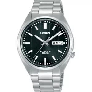 Reloj automático Lorus para hombre con esfera negra y pulsera plateada RL491AX9 - Imagen 1 de 8