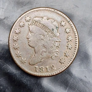 1812 Classic Head Large Cent Large Date Choice Fine F+ US Coin 1c Copper ⭐ - Picture 1 of 2