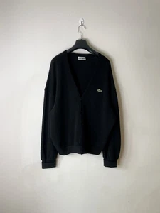 Vintage Lacoste Knit Cardigan Wool Made In France Black Mens Size M - Picture 1 of 8