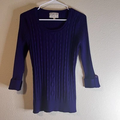 Suéter Acanalado Debbie Morgan Real Púrpura Manga 3/4 Talla L Informal Manga Enrollada Foto 1 de 4