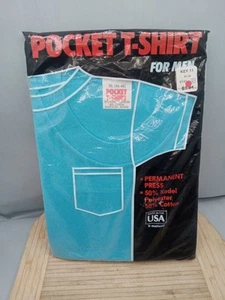 Sealed / Unopened Vintage Big Men Pocket T Shirt Blue Sz Xl Made USA - Picture 1 of 6