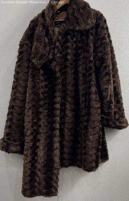 Abrigo de piel marrón Dennis Basso para mujer talla XL Foto 1 de 3