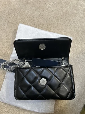 NWT French Connection Quilted Top Handle Crossbody Bag Purse Black Cocktail - Image 1 of 4