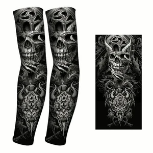 Tattoo Cooling Arm Sleeves Ice Silk Cycling Basketball UV Sun Protection Art Men - Picture 1 of 40