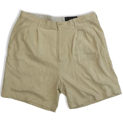 Nat Nast Light Yellow Cream 100% Silk Pleated Front Shorts 36 - Image 1 of 4
