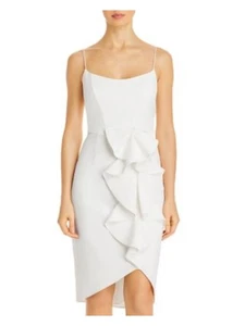 AIDAN AIDAN MATTOX Womens White Cascading Bow Hem Lined Dress 0 - Picture 1 of 9