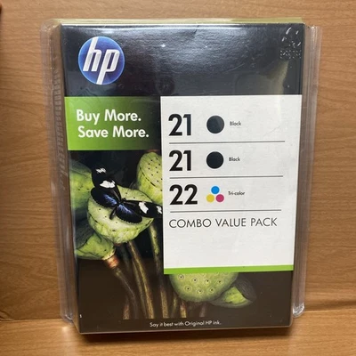HP 21 & 22 Ink Cartridge Combo Value Pack (2) 21 Black & (1) 22 Tri Color  - Image 1 of 4