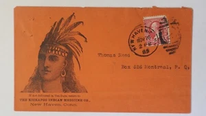 1895 New Haven CT Kickapoo Illustrated Indian Portrait Medicine Ad Cover Canada - Picture 1 of 2