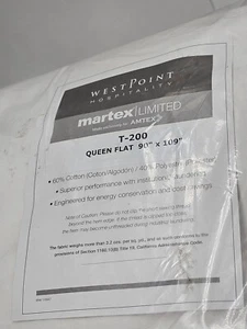 (QTY 6) WestPoint Martex Limited T200 Flat Sheet Queen 90" x 109" - Picture 1 of 5