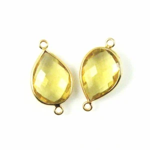 Einfassung Edelstein Verbinder - 13x18mm facettierte Träne - Zitronenquarz (2 Stück) - Bild 1 von 2