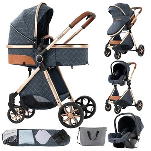 New 3 in 1 Baby Stroller with Hand-held baskets Blue and Gifts for 0-36 months - Picture 1 of 19