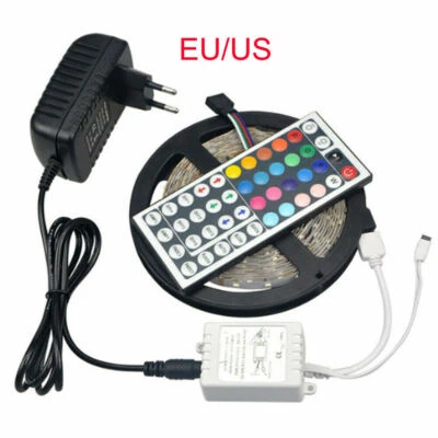 5M RGB LED Strip 3528 60LED SMD 24/44 Keys Remoter+Adapter F lamp Tape lighting - Image 1 of 4