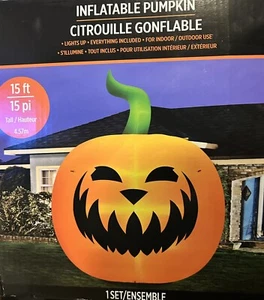 New 15FT Pumpkin Halloween Jack O' Lantern Air Blown Indoor Outdoor Inflatable - Picture 1 of 2