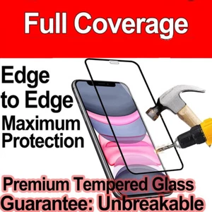 Full Cover Tempered Glass Screen Protector For iPhone 11 12 13 14 15 16 Pro MAX - Picture 1 of 1