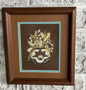 Arte de pared rústico bordado crewel arte enmarcado del suroeste galería de motivos vintage - Imagen 1 de 7