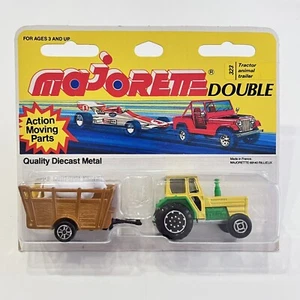 Majorette Double 323 Tractor Animal Trailer Green France Blister Card Clean - Picture 1 of 5