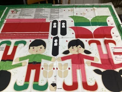 Moda North Pole Elves Stacy Hsu  Panels Cotton Fabric 36” by WOF 43” - Image 1 of 4