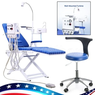 Portable Dental Chair LED Lamp w/Turbine Unit Foot Pedal/Dentist Rolling Stool - Image 1 of 4