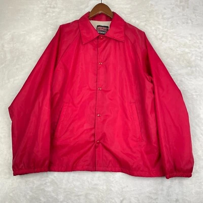 Vtg Athletic Works Jacket Men Large Red 80s 90s Snap-Up Coach Lined USA Baseball - Image 1 of 4