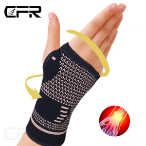 Copper Wrist Brace Support Compression Sleeve Arthritis Gym Carpal Tunnel Hand - Picture 1 of 20