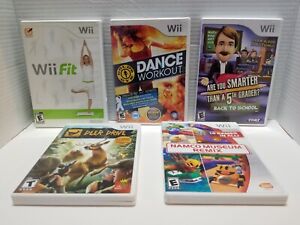 Wii 5 Game Lot Wii Fit Smarter Than 5th Grader Dance Workout Deer Drive Namco