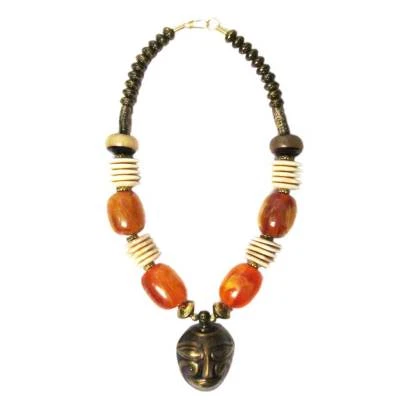 COLLAR COLGANTE TRIBAL MIEL ÁMBAR ARTESANAL TIGRESSTARS Foto 1 de 3