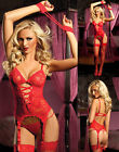 Bodice Red With Suspender Belts Handcuffs And Thong Naughtiness Erotic Woman San