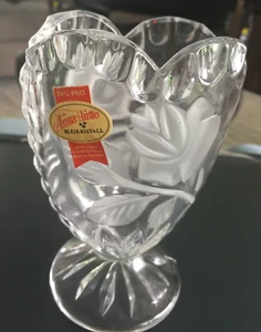 Anna Hutte Bleikristall 24% PbO Lead Crystal Vase W/ Rose Flower Made in Germany - Picture 1 of 4