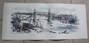 1960's Vintage - LONDON TOWER BRIDGE - John Haymson - Watercolor ART PRINT - Picture 1 of 3