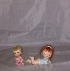 Vintage Napco Baby Toddler Figurine Set Pajamas C-7588 C-7589 National Potteries