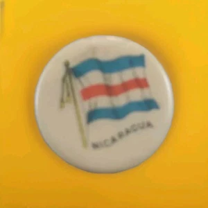 ANTIQUE SWEET CAPORAL CIGARETTES Vintage Pinback Flag Of Nicaragua WhiteheadHoag - Picture 1 of 3