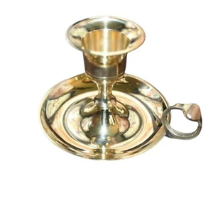 Candelabro cónico de latón Chamberstick de 3,25" de ancho x 2,25" de alto - Imagen 1 de 7