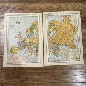 Antique Original 1922 (2 Piece) Map Of Eastern & Western Europe 15x11 Inch Each - Picture 1 of 9