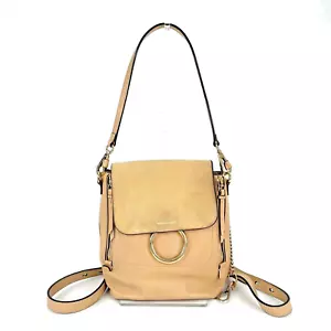 Chloe Faye Mini Suede Leather 2way Shoulder Backpack Beige Auth - Picture 1 of 20