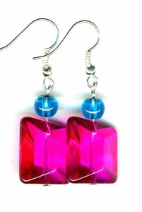 Shocking Pink Sterling Silver Glass Earrings Crystal Jewellery - Picture 1 of 4