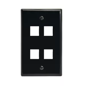 Placa de pared Keystone de 4 puertos cara lisa negra - Imagen 1 de 1