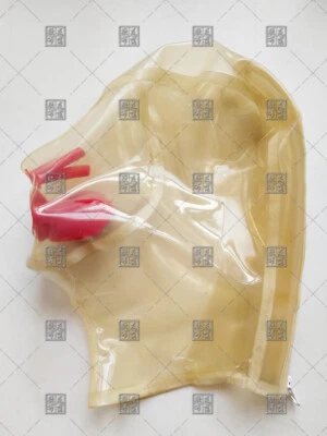 843 Transparent latex mask with red teeth and nost tube close eye - Image 1 of 3