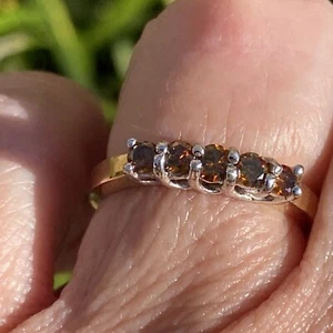 NEU NOS DAMEN 1/2CT ZWEI BRAUN DIAMANTBAND 14KT 2 TÖNE GVT1-7 VERKÄUFER GEKAUFT - Bild 1 von 8