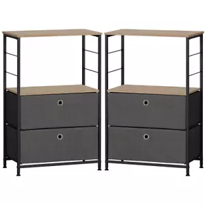 2 x 2 Tier Set of Charcoal Grey Canvas Drawers 850mm H x 550mm W x 300mm D - Picture 1 of 2