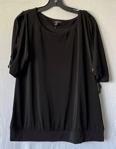 AUW Women’s Black Cold shoulder Sleeve blouse Size XL NEW - Picture 1 of 10