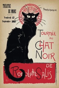 13160.Decoration Poster.Wall Room home art design.French Black Cat.Nouveau - Picture 1 of 1