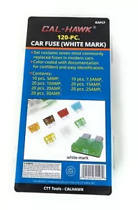 120 Assorted Car Truck Standard Fuses, White Mark - Picture 1 of 10