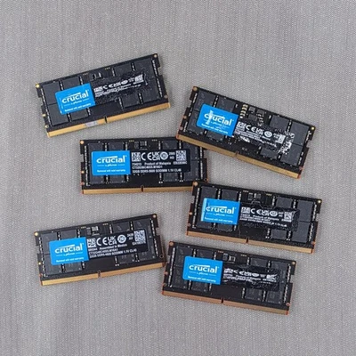 STOCK LOTTO MEMORIE RAM CRUCIAL SO-DIMM SODIMM DDR5 32GB 16GB 48GB 5600 - Immagine 1 di 2