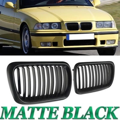 Matte Black Front Kidney Grille Grill For BMW 3 Series E36 M3 328i LCI 1997-1999 - Image 1 of 4